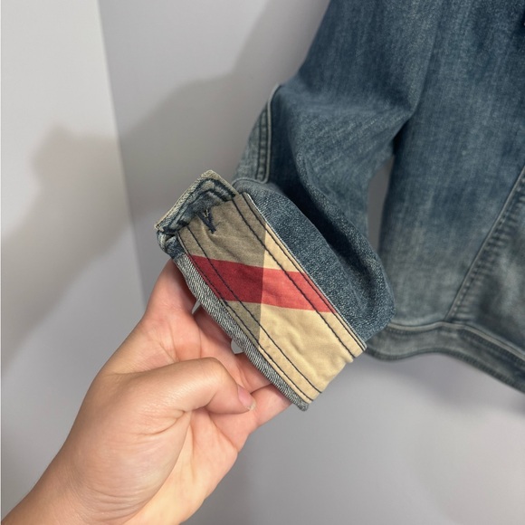 Burberry Brit Women’s Denim Jacket Open Front With Elbow Patches - Size Large - Picture 6 of 8